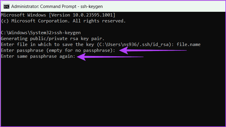 Nhập cụm mật khẩu và nhấn Enter