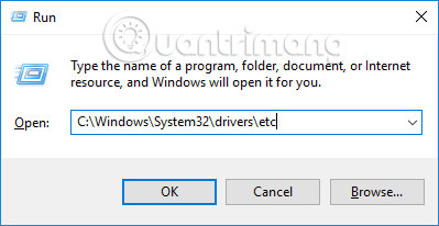 Nhập đường dẫn vào Run
