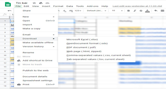 Tải file PDF từ Google Sheets