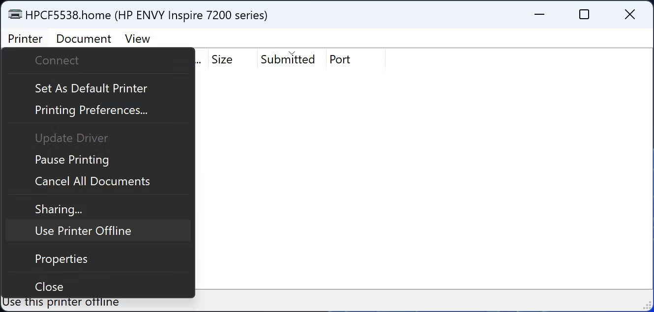 Tắt Chế Độ Use Printer Offline Trong Windows 11
