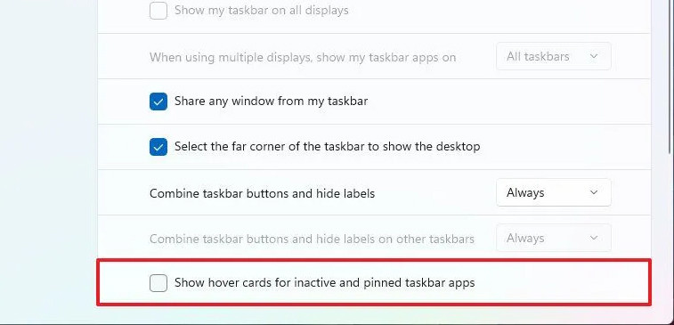 Tắt menu ứng dụng thanh Taskbar Windows 11
