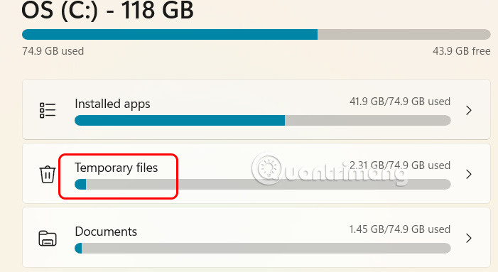 Tệp tạm thời Windows 11