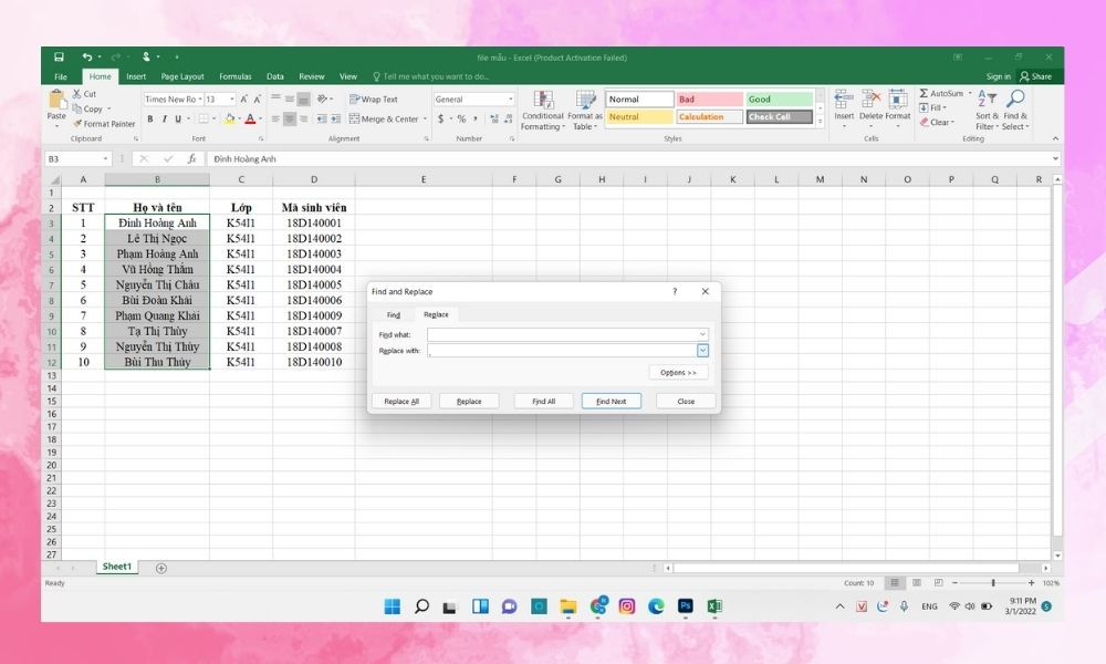 Tìm &amp; Thay thế - bước 3
