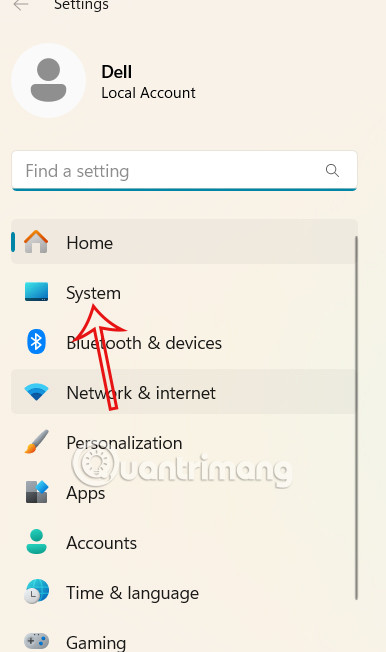 Truy cập System Windows 11