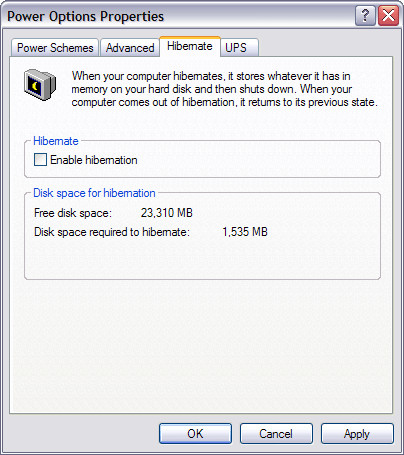 Vô hiệu hóa Hibernate trong Power Options