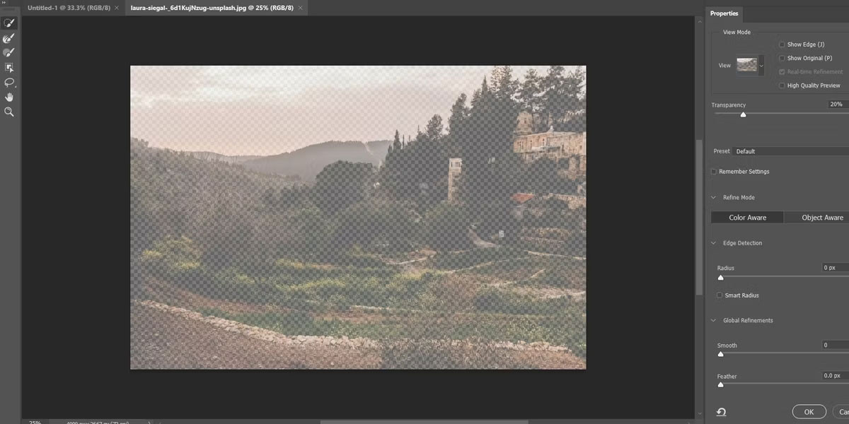 Workspace Select &amp; Mask của Photoshop.