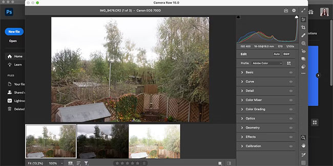Cách tạo ảnh HDR trong Photoshop bằng Camera RAW 3 Xem ảnh trong Camera RAW