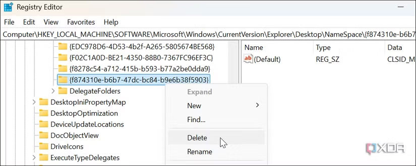 Xóa khóa Namespace